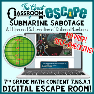 Adding and subtracting negative numbers activity for 7th grade. This digital escape room makes a great worksheet alternative for practicing and reviewing how to add and subtract positive and negative integers, fractions, and decimal numbers.