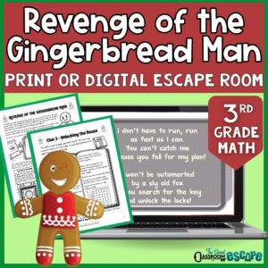 3rd Grade Winter Math Escape Room | Print + Digital Gingerbread Activity