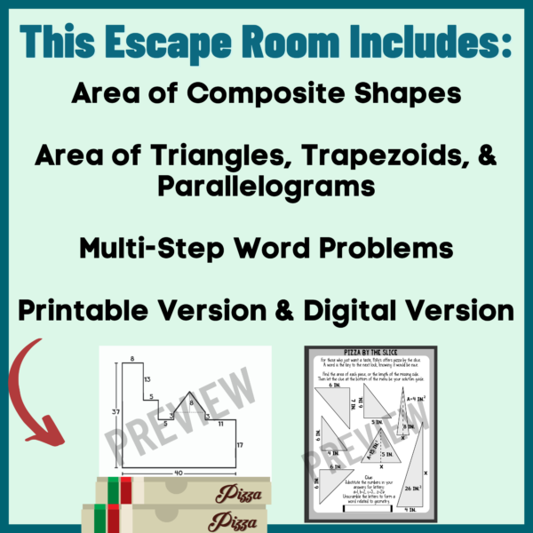 Area of Triangles, Trapezoids, Parallelograms & Composite Shapes Digital Escape Room for 6th Grade Math Standards - Image 4