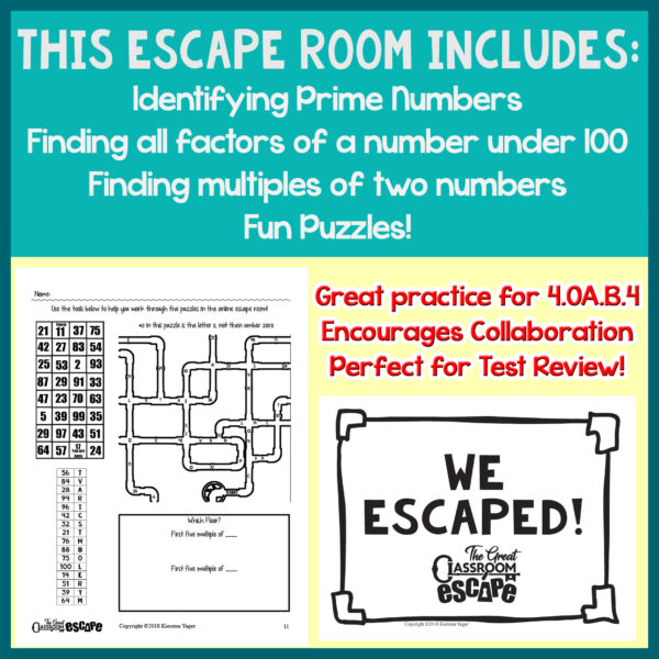 Prime Numbers, Composite Numbers, Factors, & Multiples 4th Grade Math Digital Escape Room Activity - Image 4