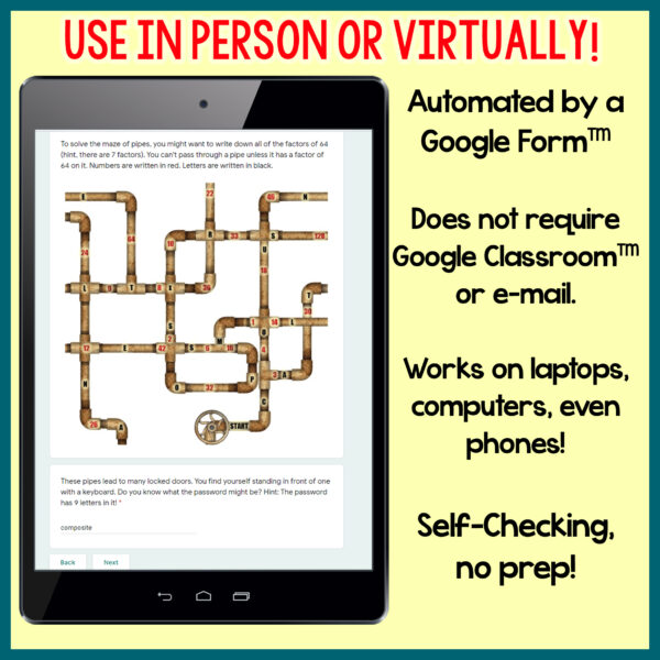 Prime Numbers, Composite Numbers, Factors, & Multiples 4th Grade Math Digital Escape Room Activity - Image 2