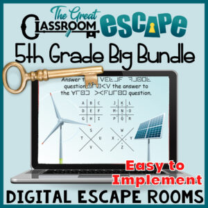 Fifth grade math mega escape room bundle includes a variety of escape rooms to practice and review 5th grade math standards. Included are holiday & seasonal products as well as engaging escape rooms to practice adding and subtracting fractions, plotting points in the first quadrant of the coordinate plane, and much more.