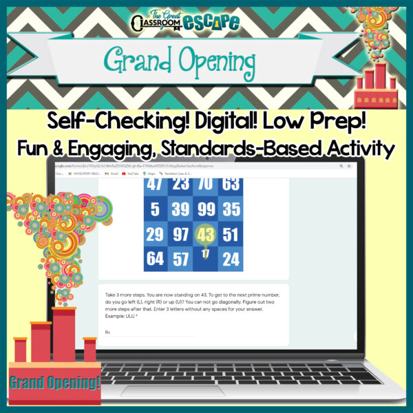 Prime Numbers, Composite Numbers, Factors, & Multiples 4th Grade Math Digital Escape Room Activity - Image 3