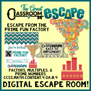 This digital escape room lets students demonstrate their knowledge of prime and composite numbers as well as factors and multiples in a fun and challenging way. This 4th grade math activity is completed online and is easy to implement.