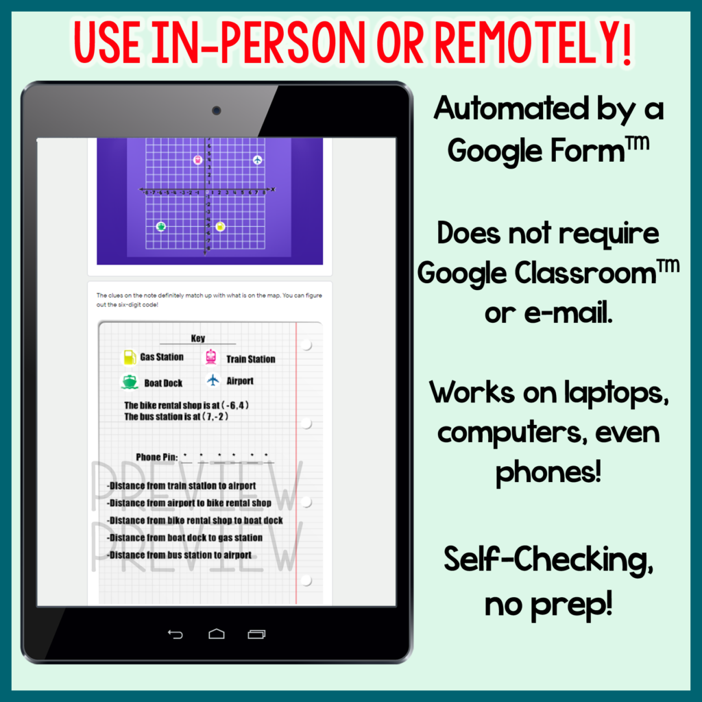 Four Quadrants of the Coordinate Plane Digital Escape Room 6th Grade ...