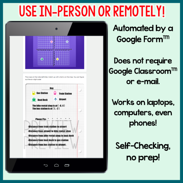 Four Quadrants of the Coordinate Plane Digital Escape Room 6th Grade Math Activity - Image 2