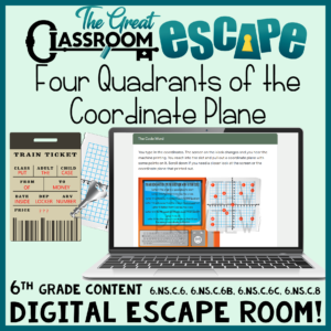 Fun and engaging 6th grade math activity for students to practice and review plotting points and solving problems in all four quadrants of the coordinate plane. Students will name points, plot points, reflect points across an axis, find the distance between two points, and more.