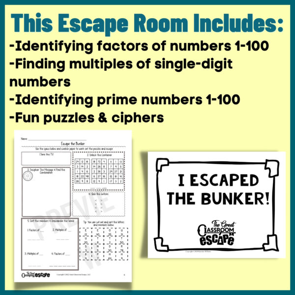 Factors, Multiples, & Prime Numbers 4th Grade Math Activity Digital Escape Room - Image 4