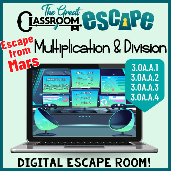 3rd Grade Math Multiplication and Division within 100 Digital Escape Room Activity