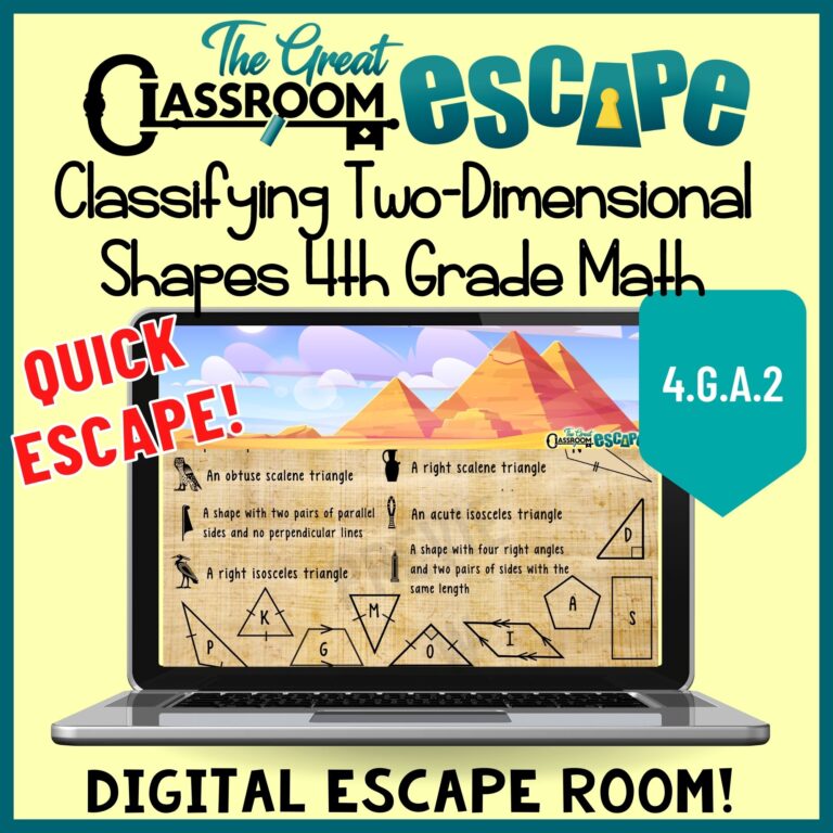 Fourth Grade Geometry Digital Escape Room Classifying Triangles and 2D ...