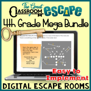 4th grade math activities digital escape rooms that are standards based. These escape rooms are fun, challenging, and engaging. There is no prep and they are great for end of year test prep. If you're looking for fun worksheet alternatives, these online math activities are for you.