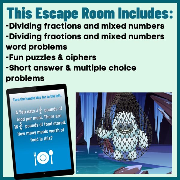 6th Grade Math Dividing Fractions and Mixed Numbers Activity Digital Escape Room - Image 4