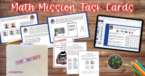 Mini Math Missions task cards are fun spy-themed escape room style math task cards with fun puzzles, ,ciphers, and challenges focusing on a variety of math skills.