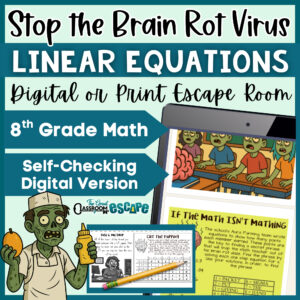 Solving linear equations digital or print escaper room cure the brain rot virus