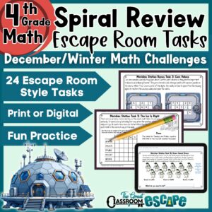 4th Grade December Math Spiral Review Escape Room