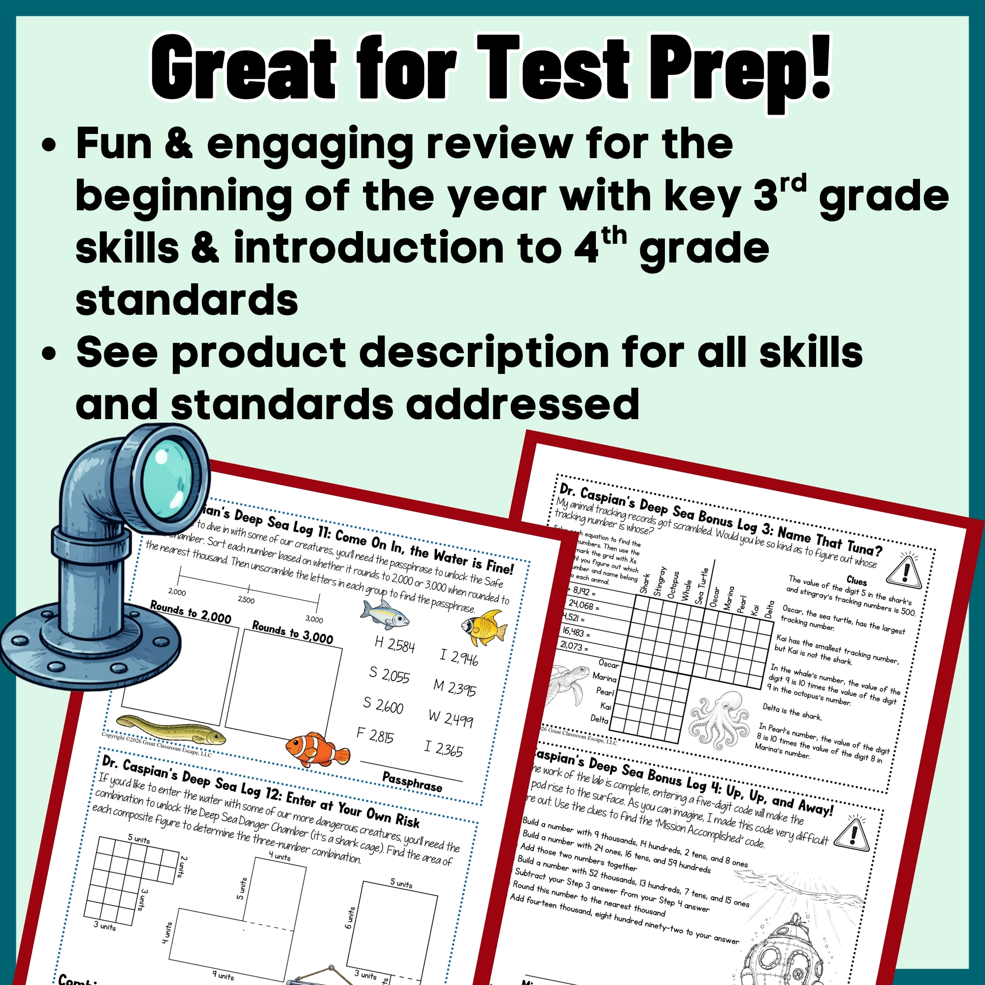 4th Grade Beginning-of-the-Year Math Review Escape Room - Image 3