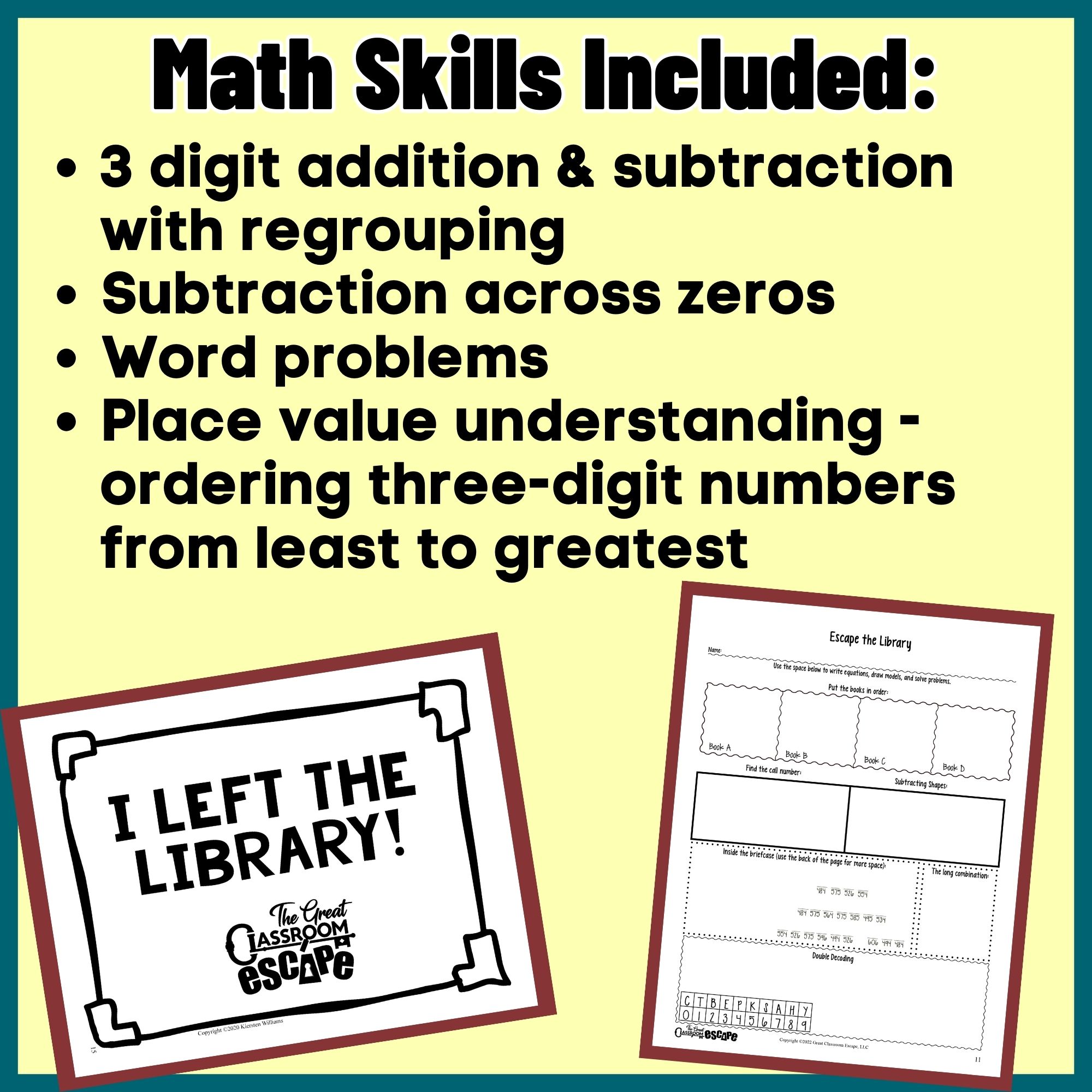 3-Digit Addition and Subtraction with Regrouping Digital Escape Room – 3rd Grade Math - Image 2