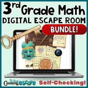 Five self-checking digital escape room activities for 3rd grade math