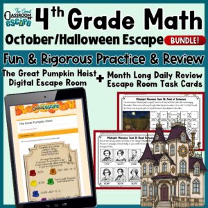 4th Grade October Math Escape Room Bundle | Halloween & Fall Math