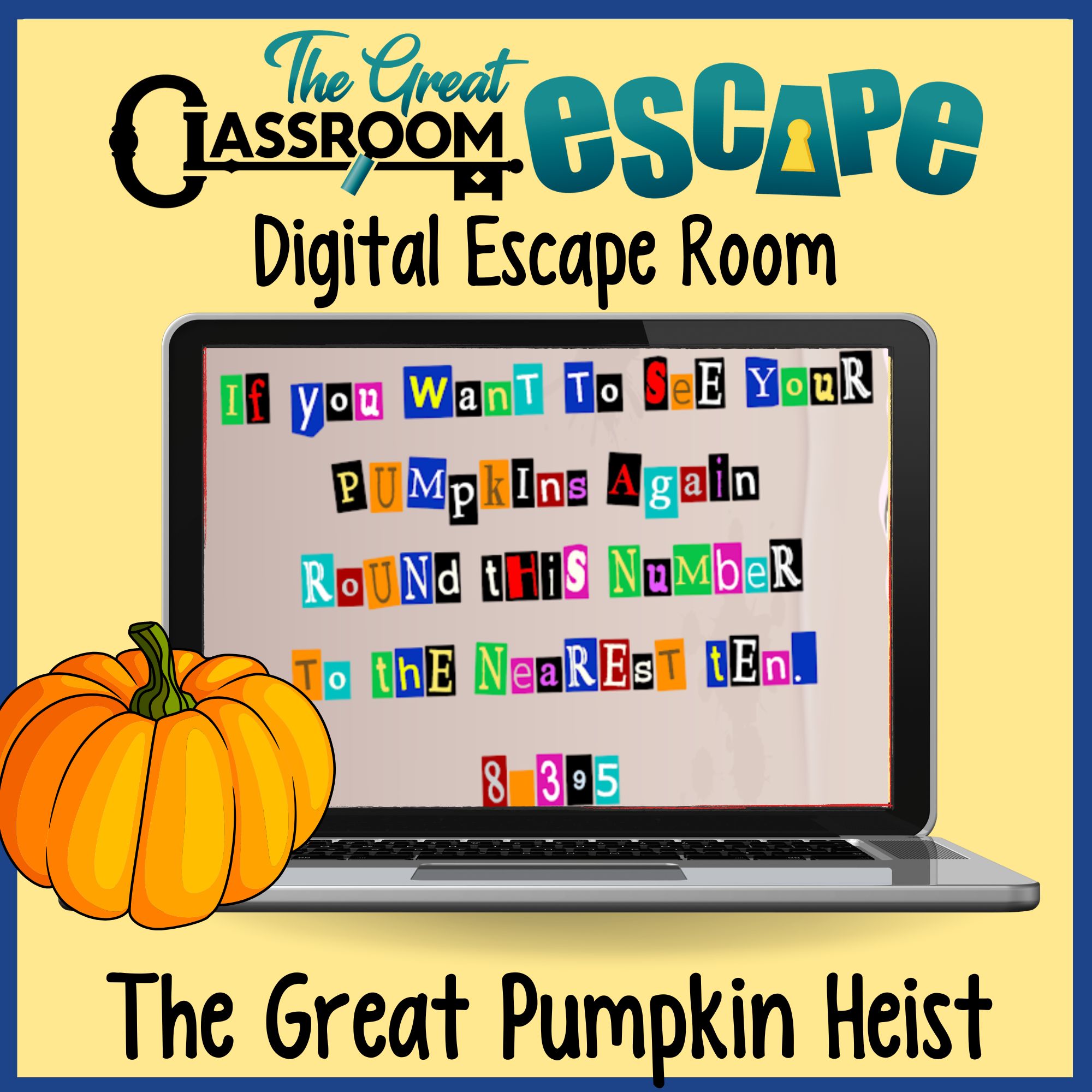 Fall and Halloween digital escape room for fourth grade place value and rounding practice