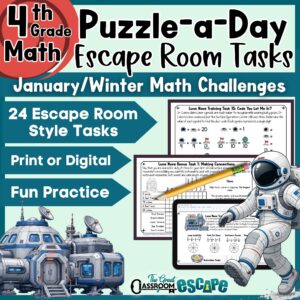 4th Grade January Math Spiral Review Escape Room