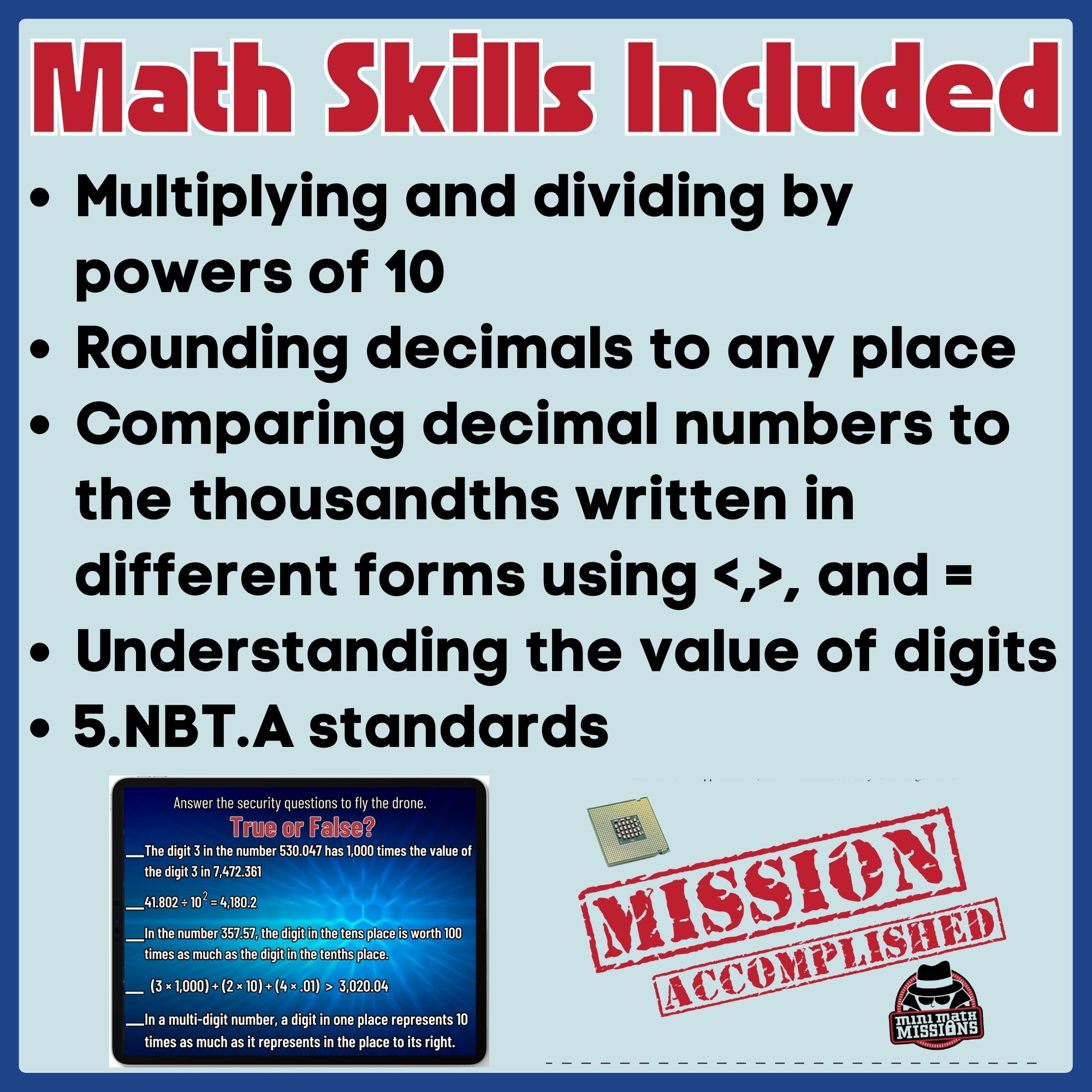 Fifth grade math review of decimal place value, number forms, comparison, and rounding