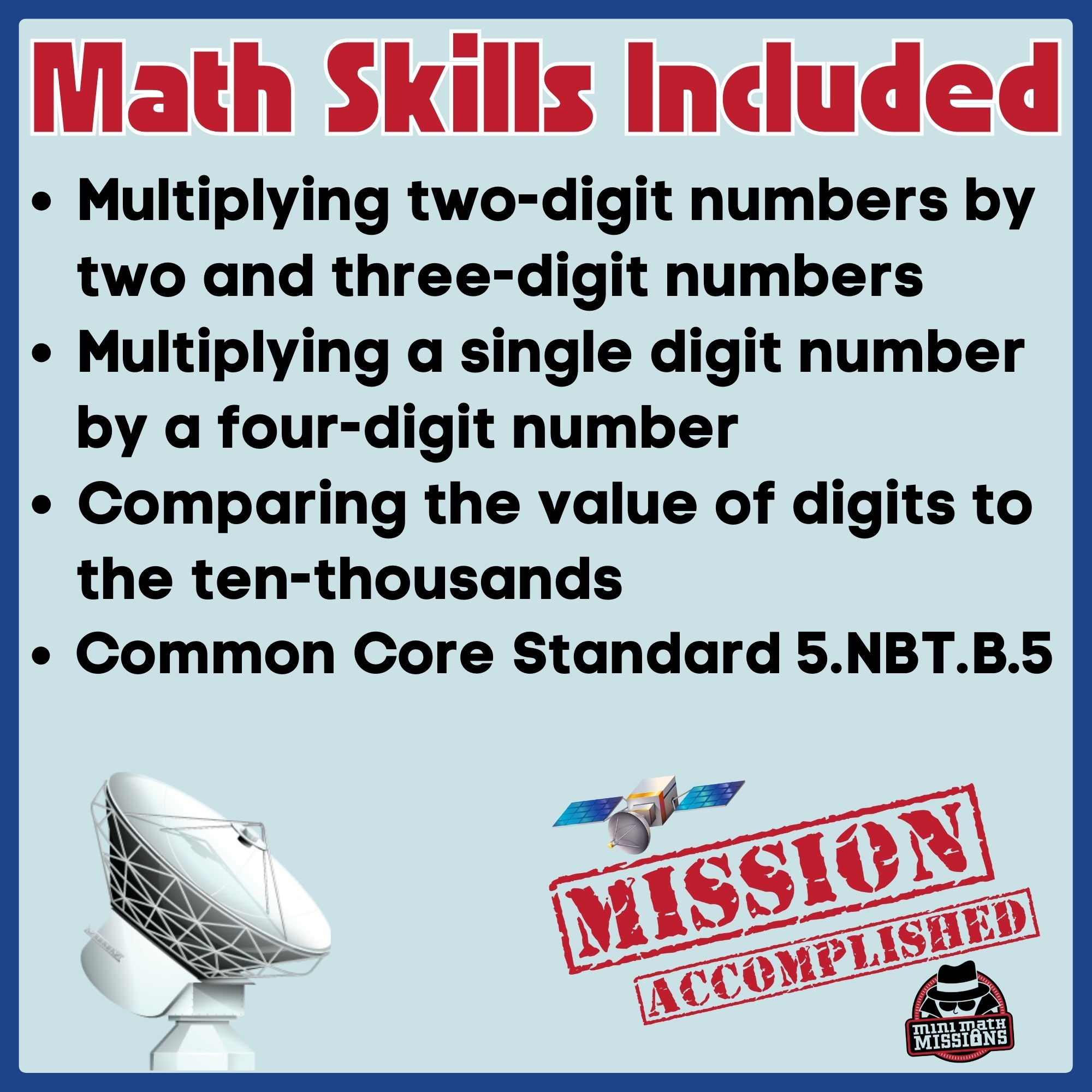 5th grade multi-digit multiplication math mission and puzzle preview