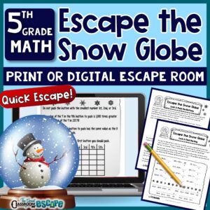 5th grade decimal place value escape room in print and digital formats