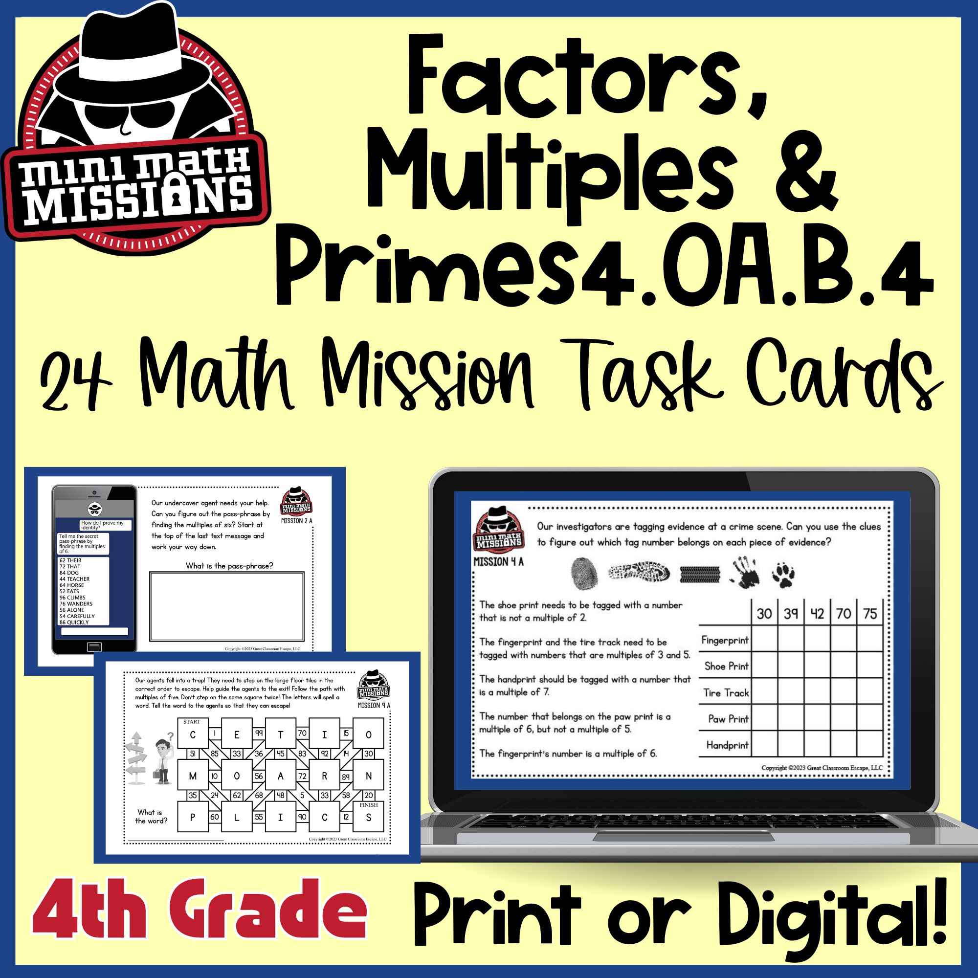 Mini Math Missions factors and multiples activity preview
