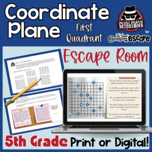 5th Grade Coordinate Plane Escape Room | First Quadrant Graphing Activity