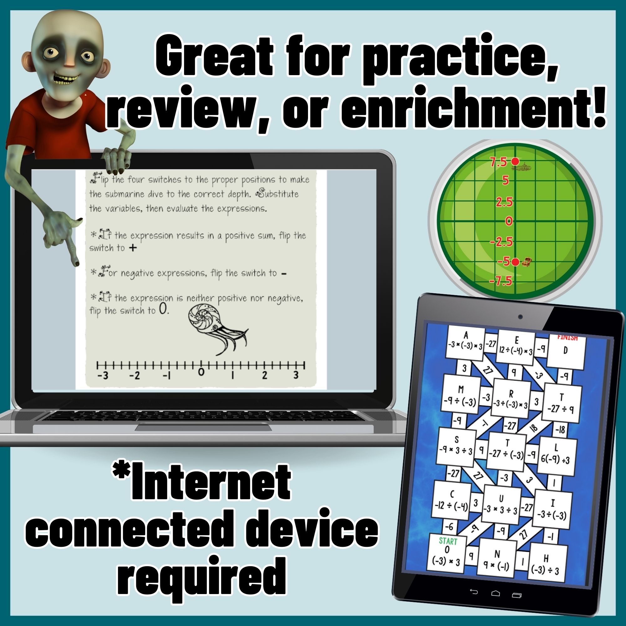 Save the submarine escape room for adding and subtracting rational numbers