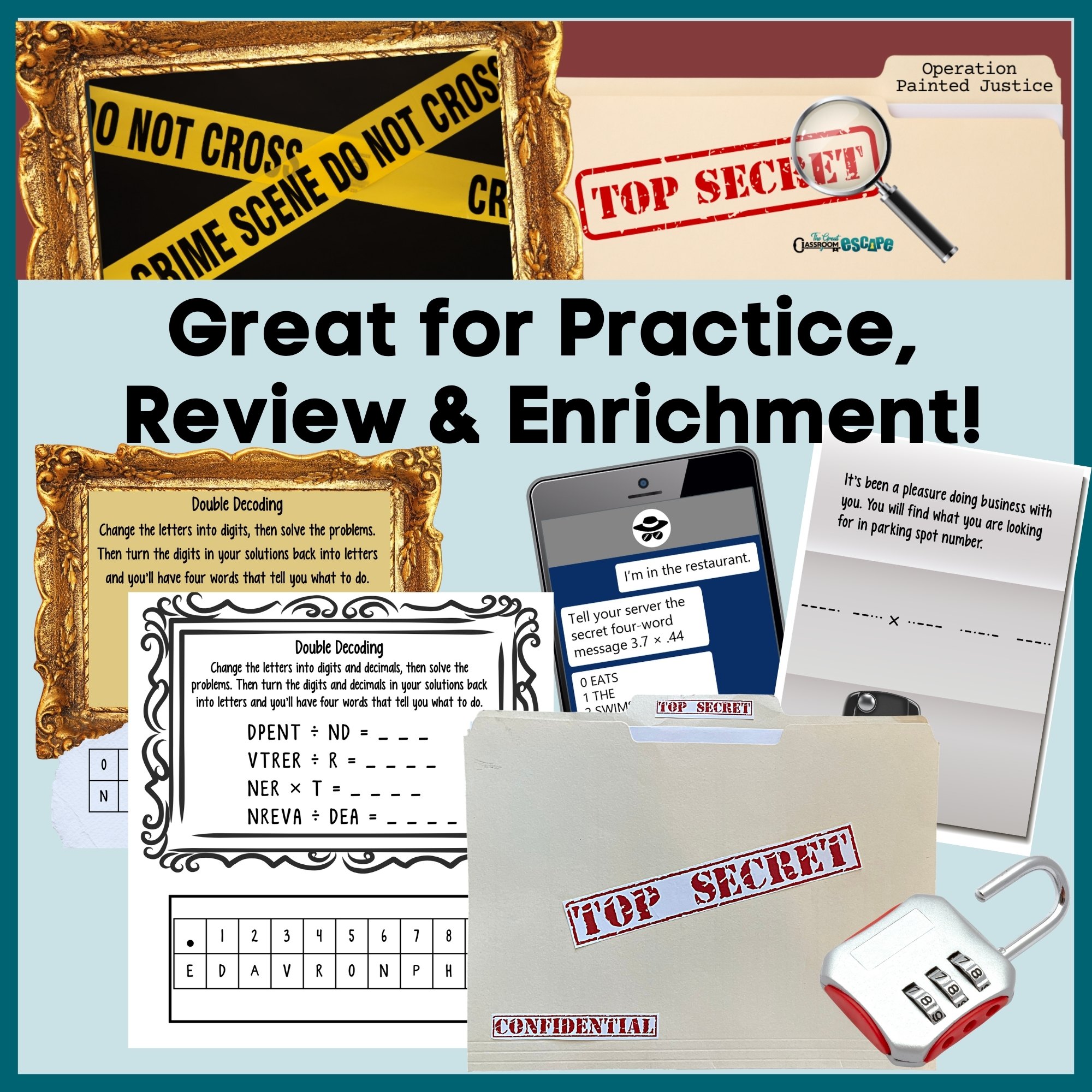 Online escape room puzzle for multiplying and dividing decimal numbers