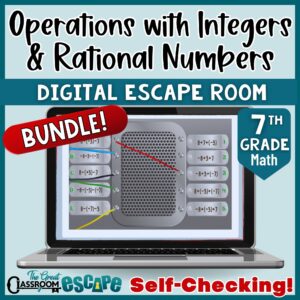 Integer Operations Digital Escape Room Bundle | 7th Grade Math