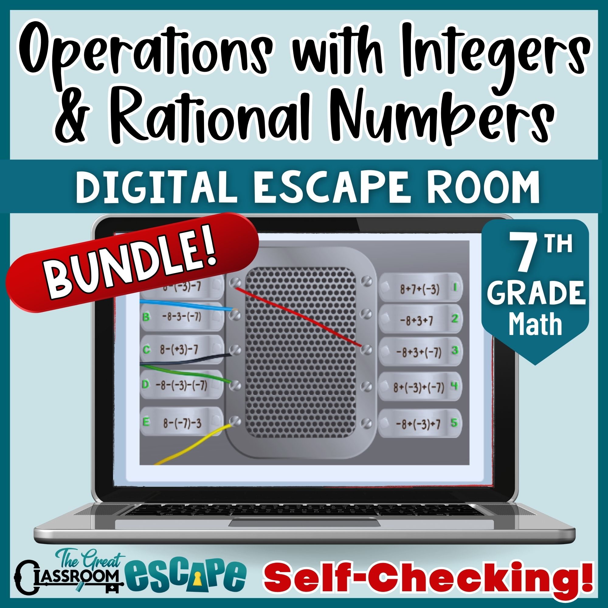 Integer Operations Digital Escape Room Bundle | 7th Grade Math