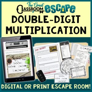 Cover of Operation Painted Justice, a print and digital 4th grade double-digit multiplication escape room