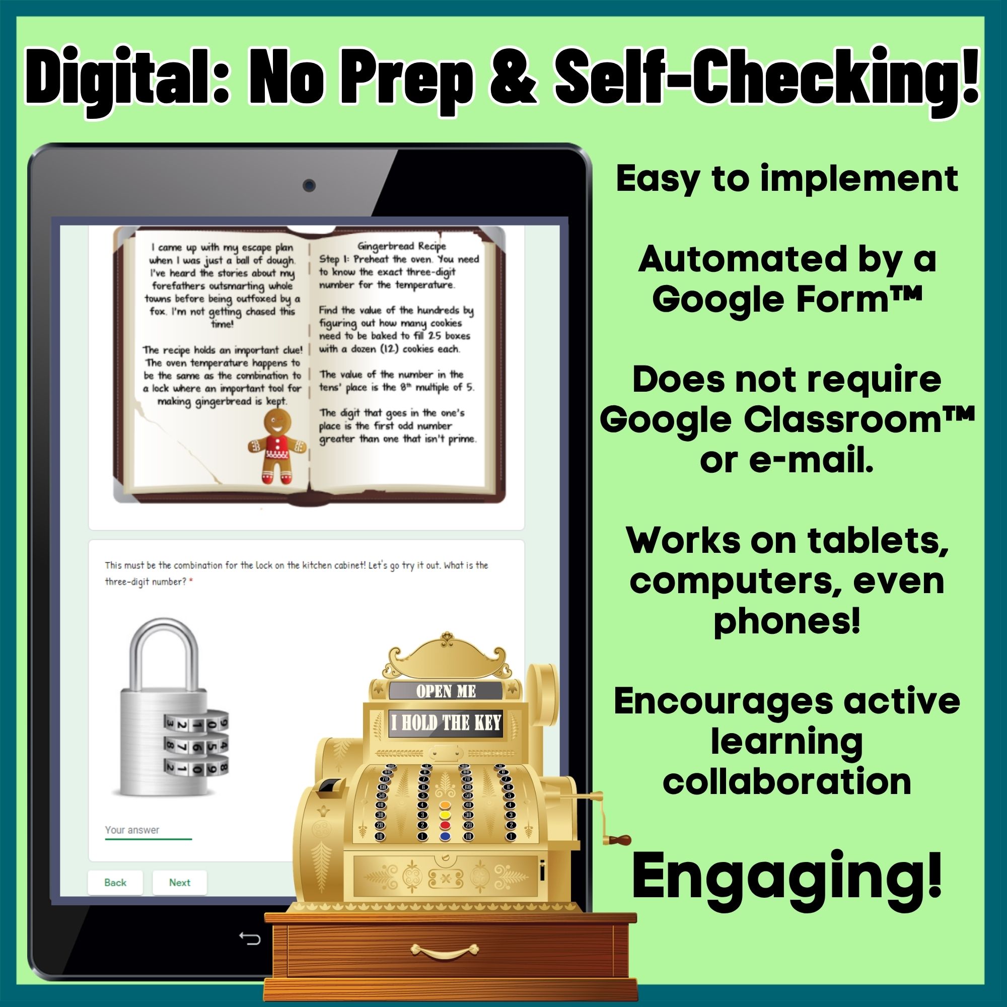 4th Grade Winter Math Escape Room | Print + Digital Gingerbread Activity - Image 2