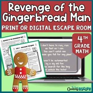 4th Grade Winter Math Escape Room | Print and Digital Gingerbread Activity